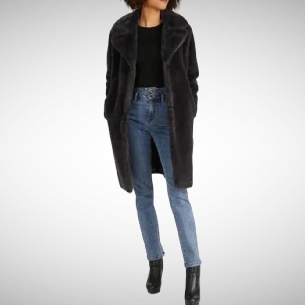 NVLT Faux Fur Coat Charcoal XS